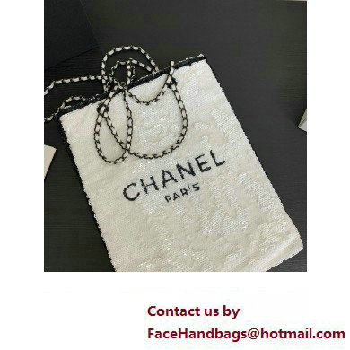 CHANEL Sequins  &  Black Metal White  &  Black Shopping Bag AS4856 2024